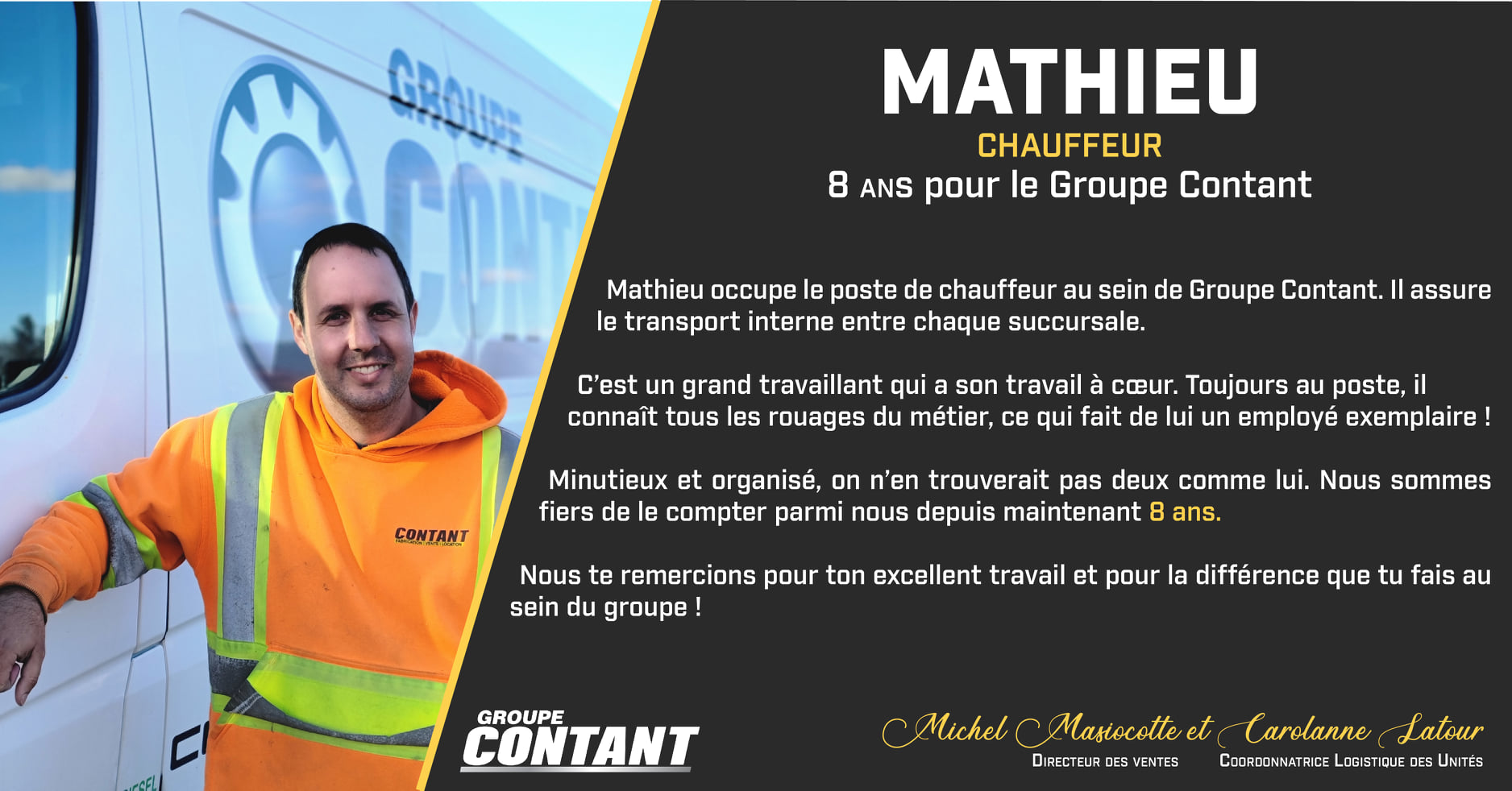 8 ans chez Contant pour Mathieu!