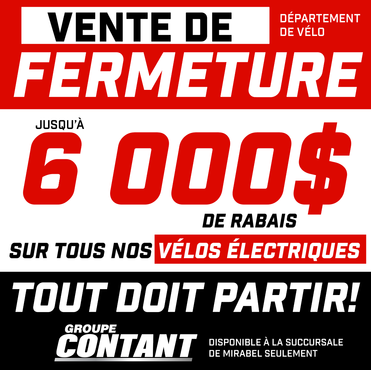 VENTE DE FERMETURE BOUTIQUE VÉLO!