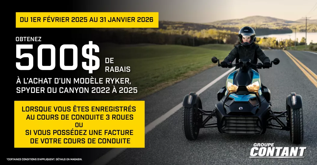 Promotion Can-Am 3 roues et cours de conduite fin 31 janvier 2026