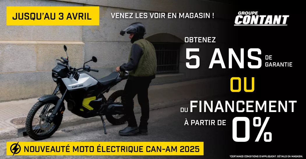 Promotion moto électrique Can-Am 2025 fin 3 avril